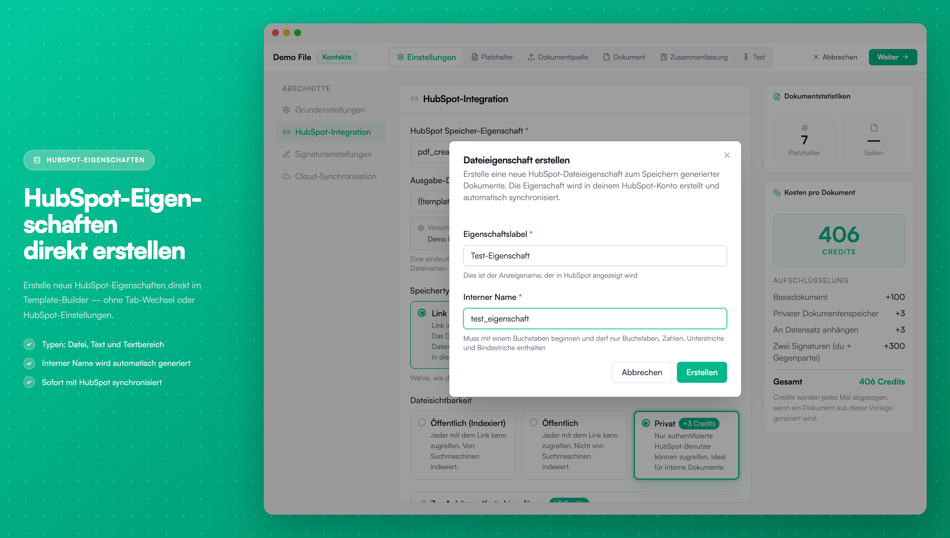 HubSpot-Properties erstellen - Properties direkt im Template-Builder erstellen