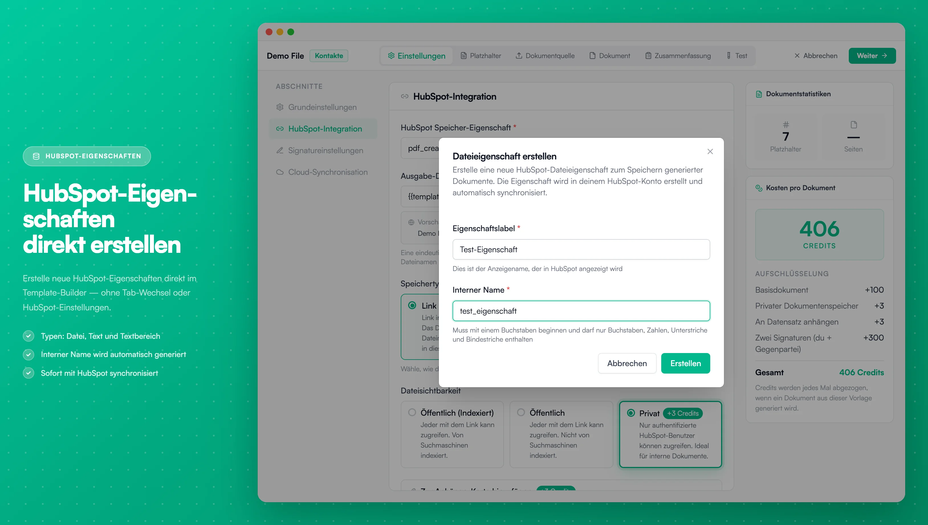 HubSpot-Properties erstellen - Properties direkt im Template-Builder erstellen