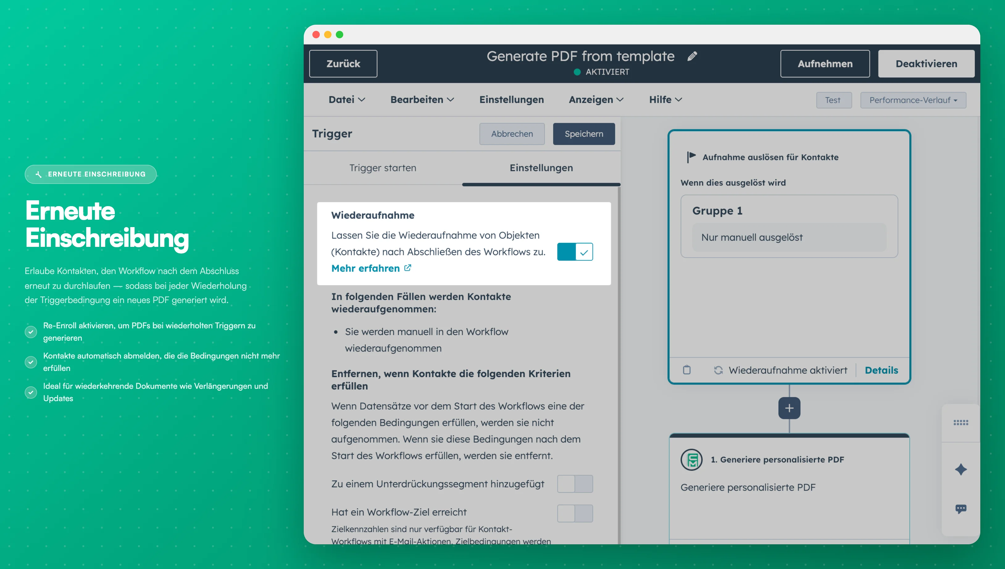 HubSpot Workflow Re-enrollment Trigger - Die Re-enrollment-Konfigurationsoptionen