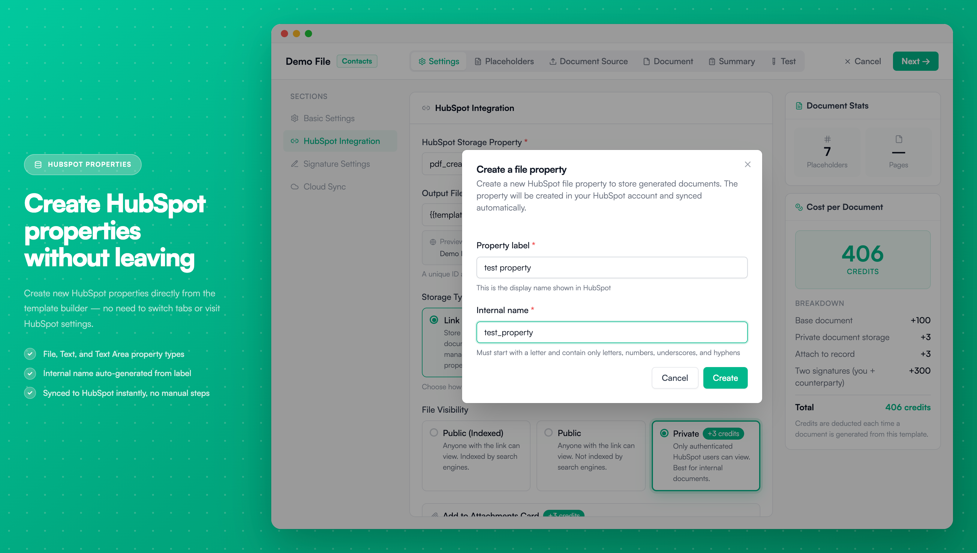 Create HubSpot Properties - Create properties directly from the template builder