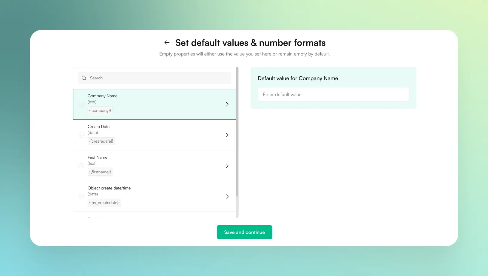 default-property-screen